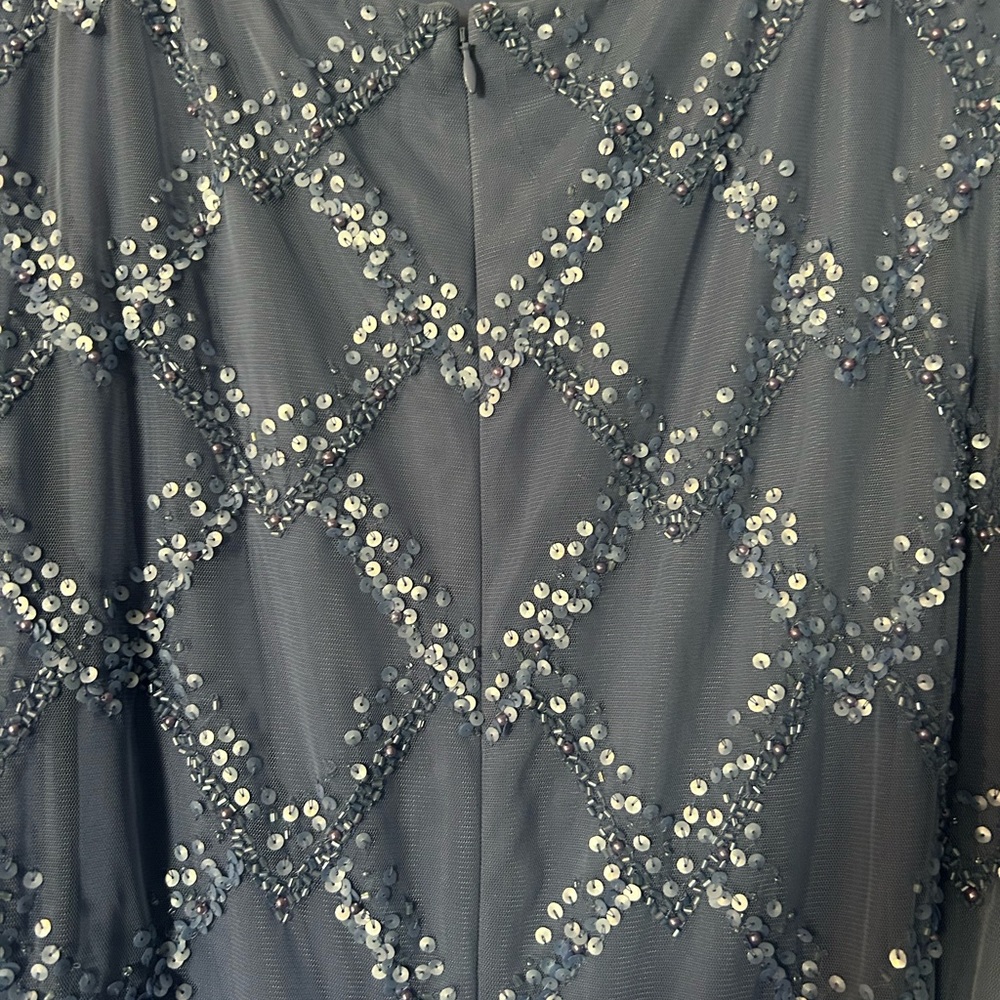Adrianna Papell Dusty Blue Beaded Maxi Dress - Picture 4 of 8